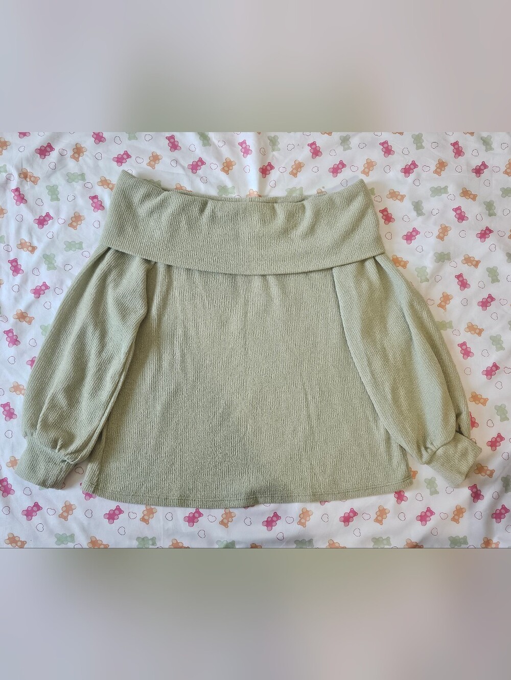 Lush Light Green Off Shoulder | Cut Off Shoulder Sweatshirt